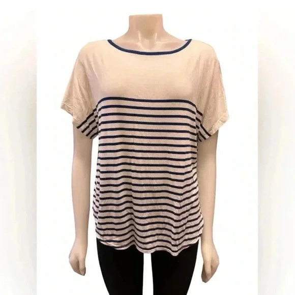 Max Studio NWT Shirt Short Sleeve White/Blue Size Small - Picture 1 of 8